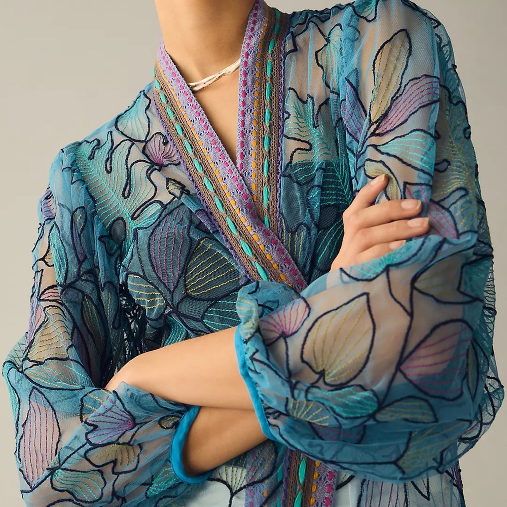 Anthropologie Bl-Nk tulle duster kimono jacket, BNWT - Picture 3 of 11